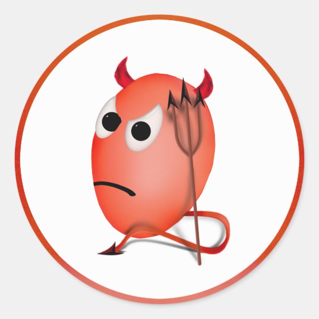 Pegatina Redonda Huevos del Pequeño Demonio (Anverso)