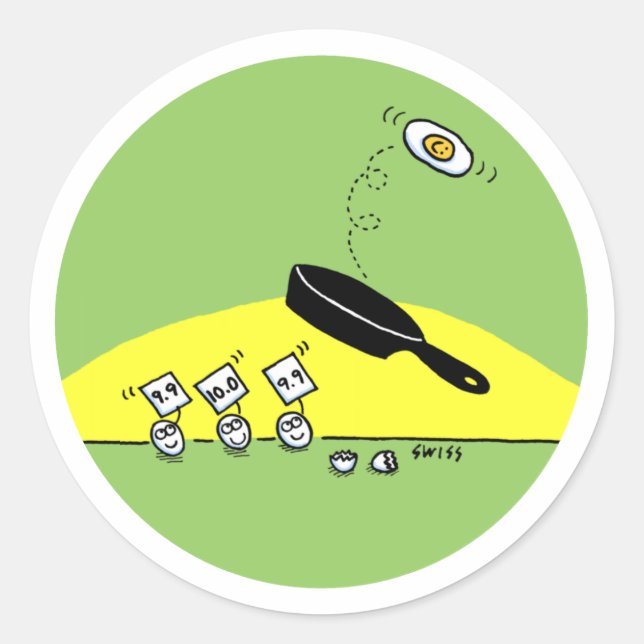 Pegatina Redonda Huevos divertidos observan Personalizado de gimnas (Anverso)