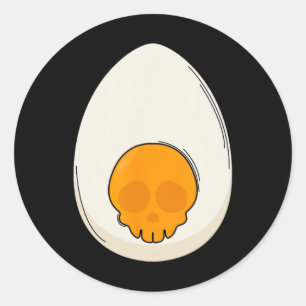 Pegatina Redonda Huevos esculpidos Ropa Diablo Cuernos Halloween Hu