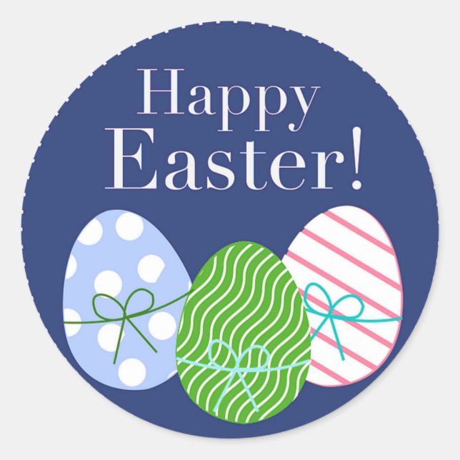 Pegatina Redonda Huevos felices de Pascua (Anverso)