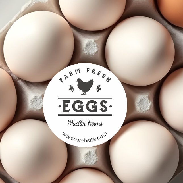 Pegatina Redonda Huevos frescos de granja (Farm Fresh Eggs Sticker)
