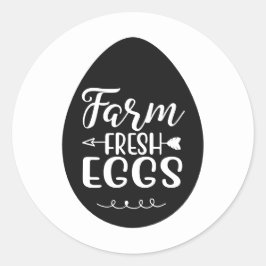 Pegatina Redonda Huevos frescos de granja arte de palabras Agricult
