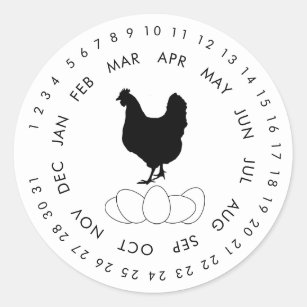 Pegatina Redonda Huevos frescos orgánicos de pollo en las fechas ci
