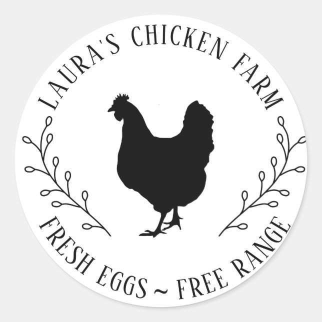 Pegatina Redonda Huevos frescos orgánicos Granja de pollo de época (Anverso)