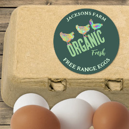 Pegatina Redonda Huevos orgánicos de pollo frescos