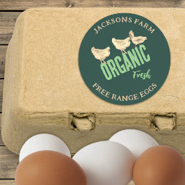 Pegatina Redonda Huevos orgánicos de pollo frescos