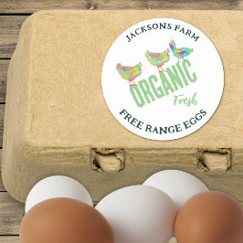 Pegatina Redonda Huevos orgánicos de pollo frescos