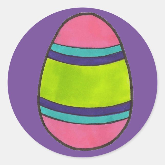 Pegatina Redonda Huevos pintados de caza de huevos de cesta de pasc (Anverso)