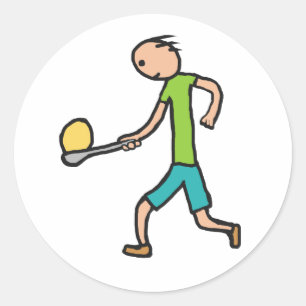 Pegatina Redonda Huevos Y Carreras