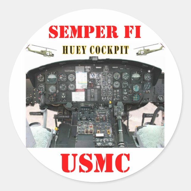 PEGATINA REDONDA HUEY COCKPIT (Anverso)
