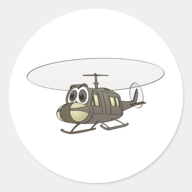 Pegatina Redonda Huey Helicopter Personalizado (Anverso)