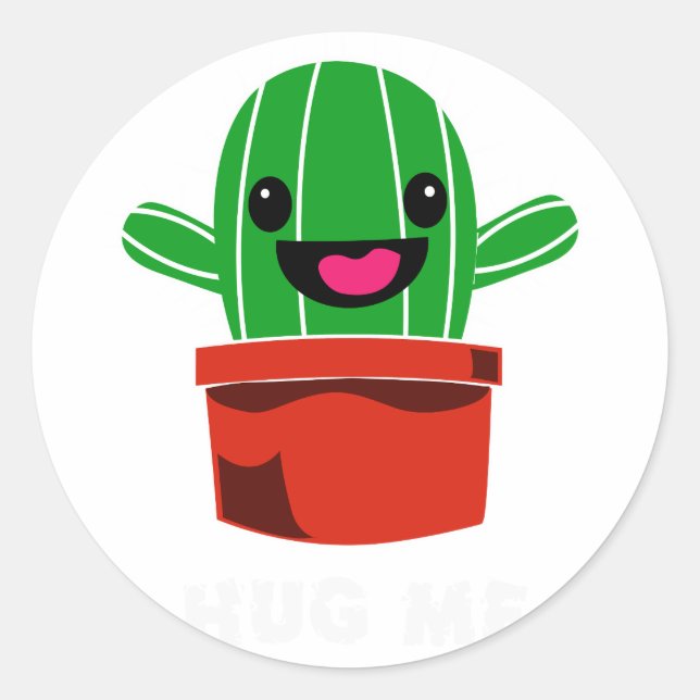 Pegatina Redonda Hug Me - Cactus (Anverso)
