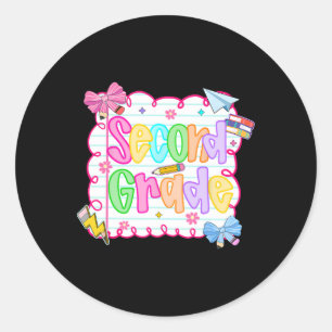 Pegatina Redonda Hugvyn De Vuelta A La Escuela Curte El Té Preppy D