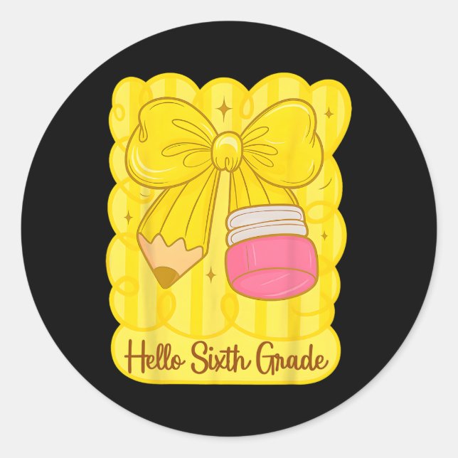 Pegatina Redonda Hugvyn De Vuelta Al Colegio Coquette Pencil Sexto  (Anverso)