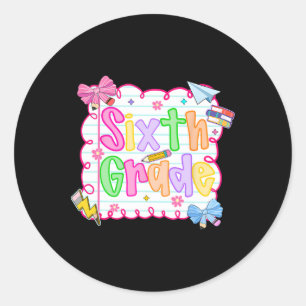 Pegatina Redonda Hugvyn De Vuelta Al Sexto Grado De Enseñanza Prepp