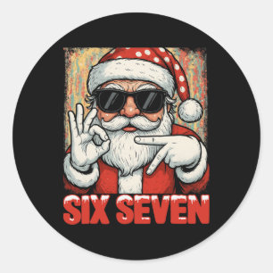 Pegatina Redonda Hugvyn Divertido Seis Siete Meme Navidad Genial Sa