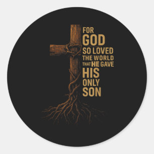 Pegatina Redonda Hugvyn Jesús Dios Amó Tanto Al Mundo Cruz Juan 3_1