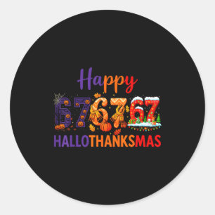 Pegatina Redonda Hugvyn Seis Siete Meme 67 Hallothanksmas Halloween