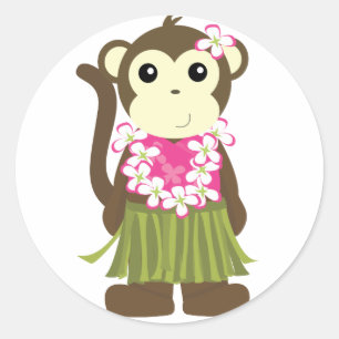 Pegatina Redonda Hula Monkey