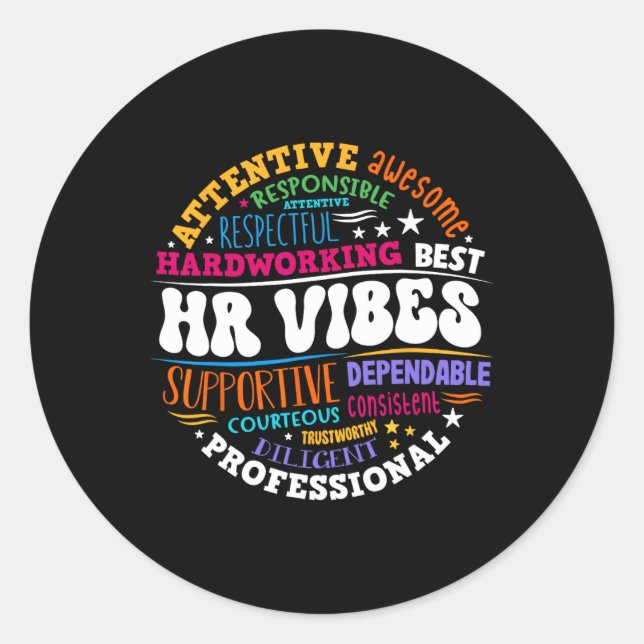 Pegatina Redonda Human Resources Hr Vibes Analyst Employee Apprecia (Anverso)