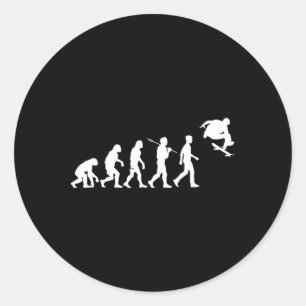 Pegatina Redonda Humanidad del monopatín evolucionó para saltar alt