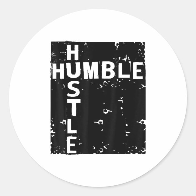 Pegatina Redonda Humble Hustle Insrational Motivational Entrepreneu (Anverso)