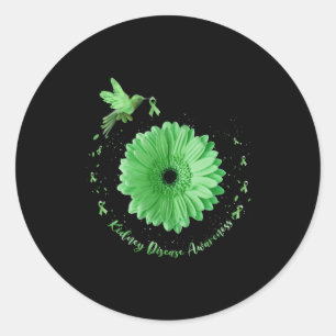 Pegatina Redonda Hummingbird Cinta verde girasol enfermedad renal
