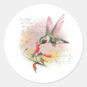 Pegatina Redonda Hummingbird - Las cosas pequeñas son las más hermo
