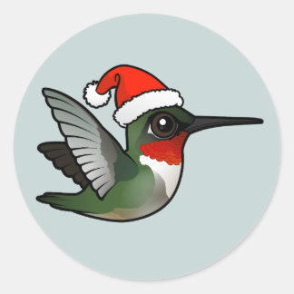 Pegatina Redonda Hummingbird navidades con trompeta