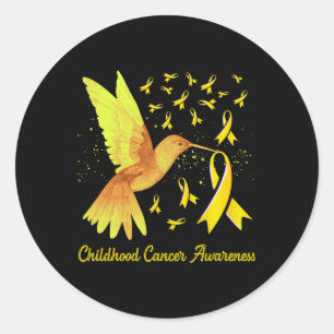 Pegatina Redonda Hummingbird Oro Amarillo Concienciación sobre el C