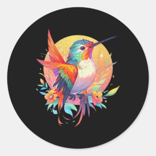 Pegatina Redonda Hummingbird Personalizado de pájaros Observadores