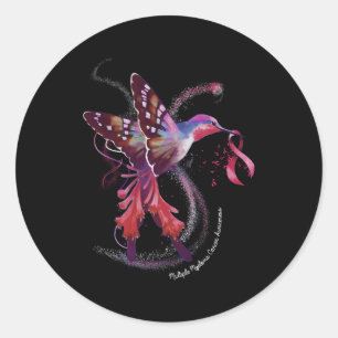 Pegatina Redonda Hummingbird Ribbon Múltiple Mieloma Cáncer Awarene