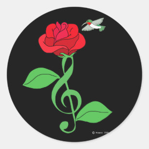 Pegatina Redonda Hummingbird Rosa Clef