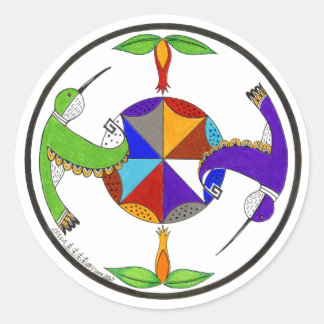Pegatina Redonda Hummingbirds 1