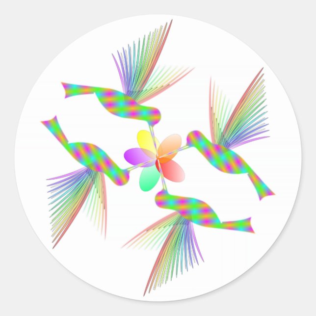 Pegatina Redonda Hummingbirds Besando una flor (Anverso)