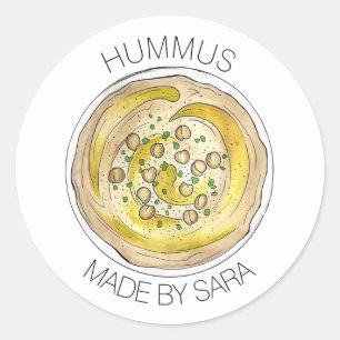 Pegatina Redonda Hummus Houmous Dip Homemade from the Kitchen of