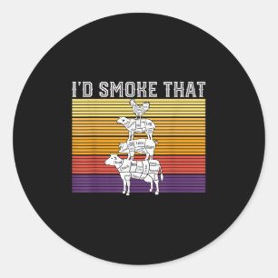 Pegatina Redonda Humo De Humo Ese Gracioso Bbq Grilling Pitmaser Vi