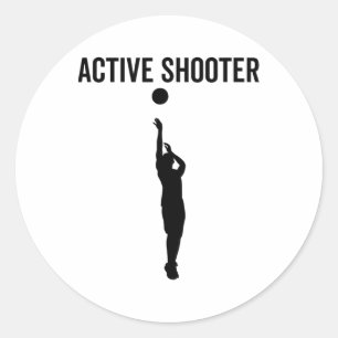 Pegatina Redonda Humor agudo deportivo divertido de Shooter Sketll
