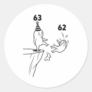 Pegatina Redonda Humor Cumpleaños Niños 63 Años 63ª Fiesta Nacido 1