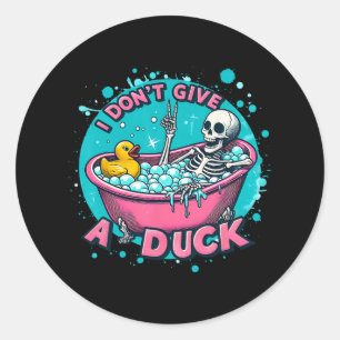 Pegatina Redonda Humor de Baño de Skeleton Duck Gracioso Halloween
