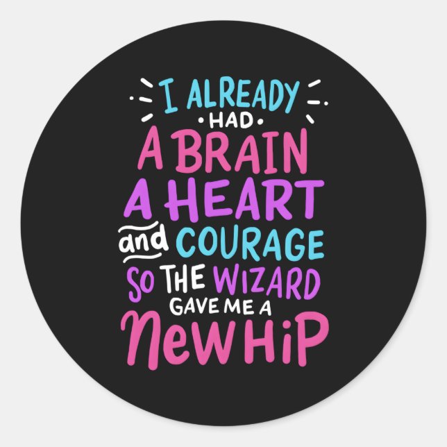 Pegatina Redonda Humor de cirugía sustitutiva de la cadera de titan (Anverso)