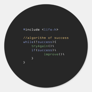 Pegatina Redonda Humor de codificación de memes de informática de p