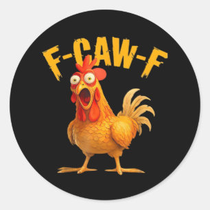 Pegatina Redonda Humor de Cuervo F-Caw-F Gótico Divertido Retro Gen