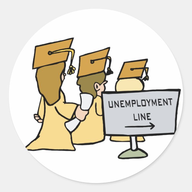 Pegatina Redonda Humor de desempleo de grado (Anverso)