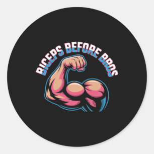 Pegatina Redonda Humor de gimnasia divertida motivacional biceps ga