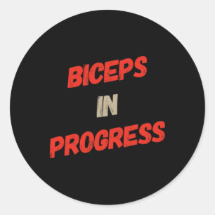 Pegatina Redonda Humor de gimnasia divertida motivacional biceps ga