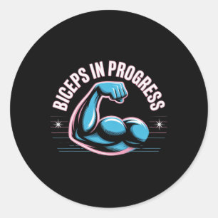 Pegatina Redonda Humor de gimnasia divertida motivacional biceps ga