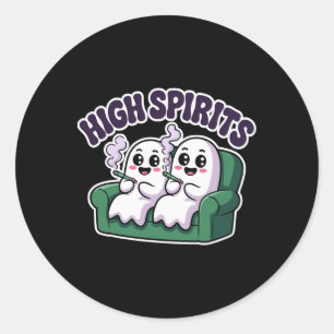 Pegatina Redonda Humor de Halloween de la hierba fantasma de los al