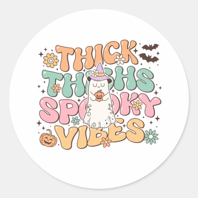 Pegatina Redonda Humor de Halloween Spooky (Anverso)