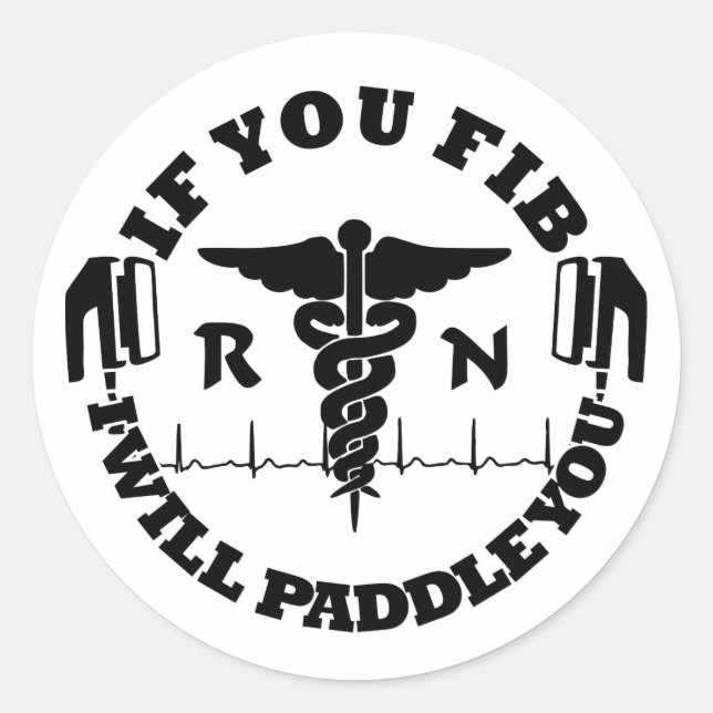 Pegatina Redonda Humor de la enfermera Médico PADDLE (Anverso)